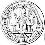 Abdruck des Stadtsiegels unter dem Bundesbrief des Preußischen Bunds von 1440  mit der Umschrift S' CIVITATIS GRVDENDZ (das Kürzel S' steht für sigillum = Siegel oder Wappen)[2]
