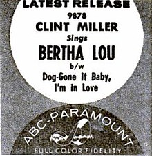 ABC-Paramount bewirbt Clint Millers Platte am 16. Dezember 1957 im Billboard.