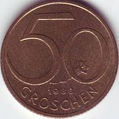 Value side of the 50 groschen coin 1959–2001