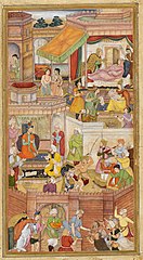Geburt Akbars 1542. Sanwalah, Porträts von Narsingh.