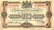 5 schwedische Kronen, 1878