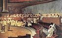 „Ciceros Rede gegen Catilina“, Fresko von Cesare Maccari, 1888
