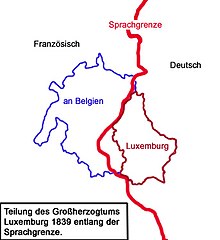Karte der Teilung Luxemburgs