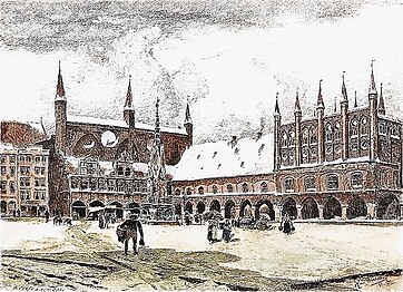 Rathaus mit Marktplatz anno 1881 von Hans von Bartels