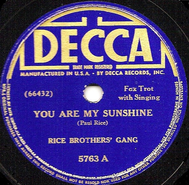 Datei:Rice Brothers Gang - You Are My Sunshine.jpg