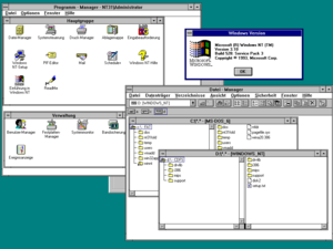 Deutsches Windows NT 3.1 mit geöffnetem Datei-Manager