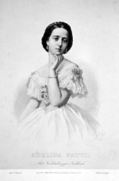 Adelina Patti, Lithographie von Vinzenz Katzler, 1863