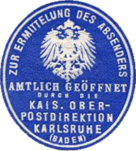 Oberpostdirektion Karlsruhe Aufkleber