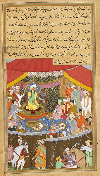 Datei:Bayezid vor Timur, 2. Akbar-nama.jpg