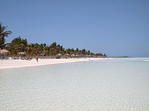 View from the sea to the island / beach