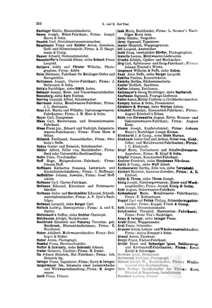 Liste Der K.u.k. Hoflieferanten 1899: K. und K. Kammer-Titel, K.und K. Hof-Titel, Anmerkungen