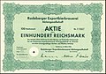 Aktie über 100 RM der Radeberger Exportbierbrauerei AG vom März 1942