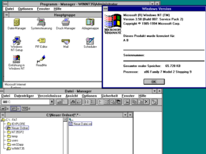Deutsches Windows NT 3.5 mit geöffnetem Datei-Manager