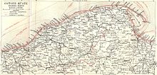 Verlauf der Wipper vom Dorf  Gloddow bei   Rummelsburg über das Dorf Zollbrück bis Rügenwalde und Rügenwaldermünde an der Ostsee auf einer Landkarte von 1910