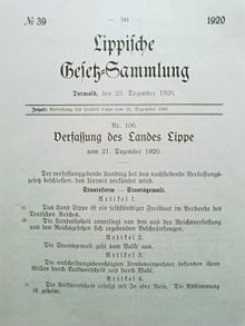 Lippische Verfassung, 1920