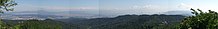 Panorama Bild über den Collserola Park, San Cugat und Cerdanyola, vom Tibidabo (bei Barcelona) aus