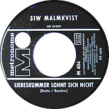 Label der Single Liebeskummer lohnt sich nicht von Siw Malmkvist, 1964