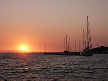 Sonnenuntergang im Hafen von Syvota