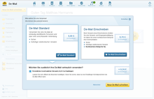 Screenshot of the clicked selection "Sender confirmation" at Web.de.
