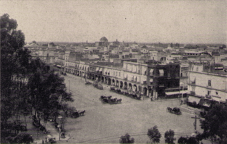 Das Stadtzentrum etwa zur Zeit des Ausbruchs der mexikanischen Revolution (um 1911)