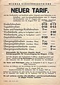 Tarifblatt der Wiener Verkehrsbetriebe von 1947 mit gesondertem Obus-Tarif