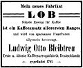 Zichorienfabrik Ludwig Otto Bleibtreu, Werbung aus dem Jahr 1906