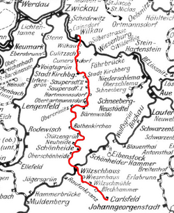Line of the narrow-gauge railway Wilkau-Haßlau-Carlsfeld