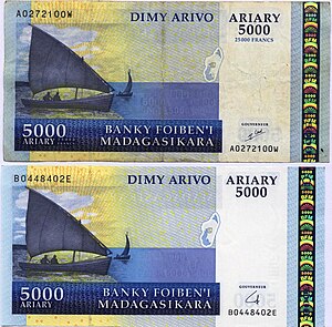 Ariary: Münzen und Banknoten, Einzelnachweise, Weblinks