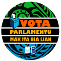 Button mit Aufruf zur Parlamentswahl in Osttimor 2007