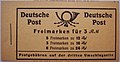 Das erste Nachkriegs-MH von 1947 (MH 50) mit seltenem Deckelverschnitt: Teil des Schriftzugs am Unterrand befindet sich am oberen Rand