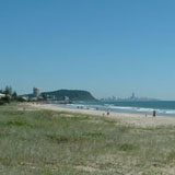 The shoreline at Palm Beach looking north to Burleigh National Park and Surfers Paradise