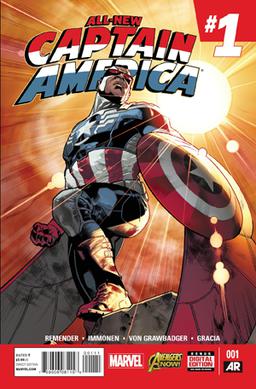 Wilson as Captain America on the cover of All-New Captain America #1 (November 2014). Art by Stuart Immonen.