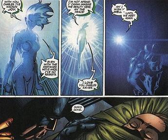 Final moments in X-Men vol. 2 #108.Art by Leinil Francis Yu