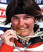 Sandra Schmitt after winning her Gold Medal in 1999