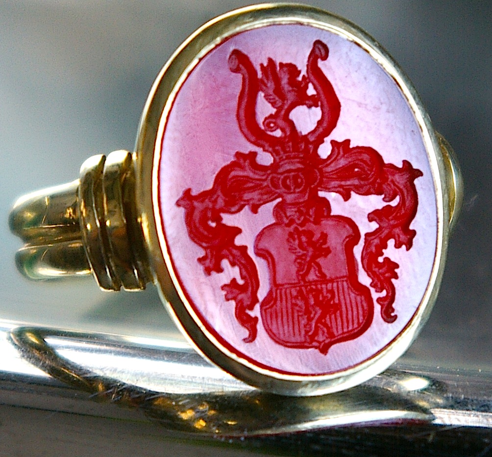 Old Seal Ring with coat of arms of noble Falkenreck family member.jpg