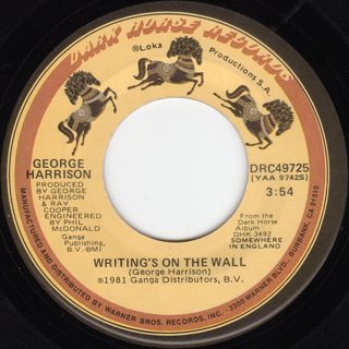 <span class="mw-page-title-main">Writing's on the Wall (George Harrison song)</span> 1981 song by George Harrison
