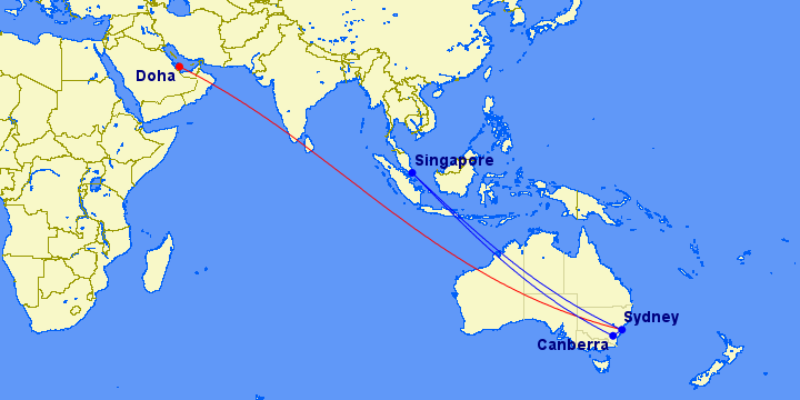 File:International routes flown from Canberra Airport July 2018.gif