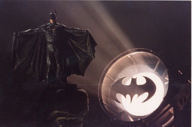 Bruce Thomas portraying Batman in an OnStar commercial, c. 2001