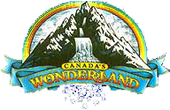 An illustration of a mountain and rainbow, and the words Canada's Wonderland.