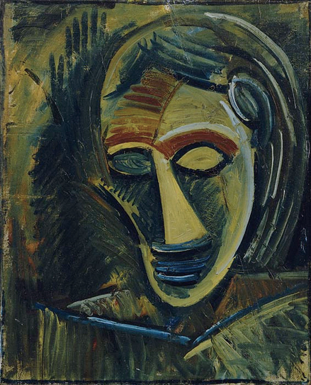 File:Pablo Picasso, 1908, Woman's Head (Tête de femme), oil on canvas, 73.6 x 60.6 cm, Museum of Modern Art.jpg