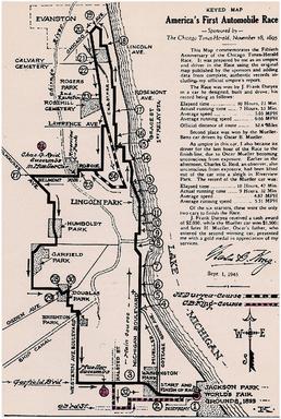 A map of the 1895 Chicago Times-Herald Race