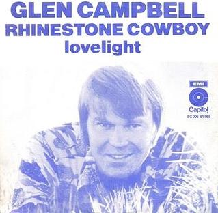 Cover image from Glen Campbell's hit single recording "Rhinestone Cowboy"