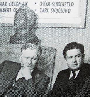 James Cannon and Felix Morrow with a bust of Trotsky