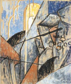 File:Jean Crotti, 1916, L'harmonie nait du chaos, gouache on cardboard, 58.3 x 47 cm.jpg