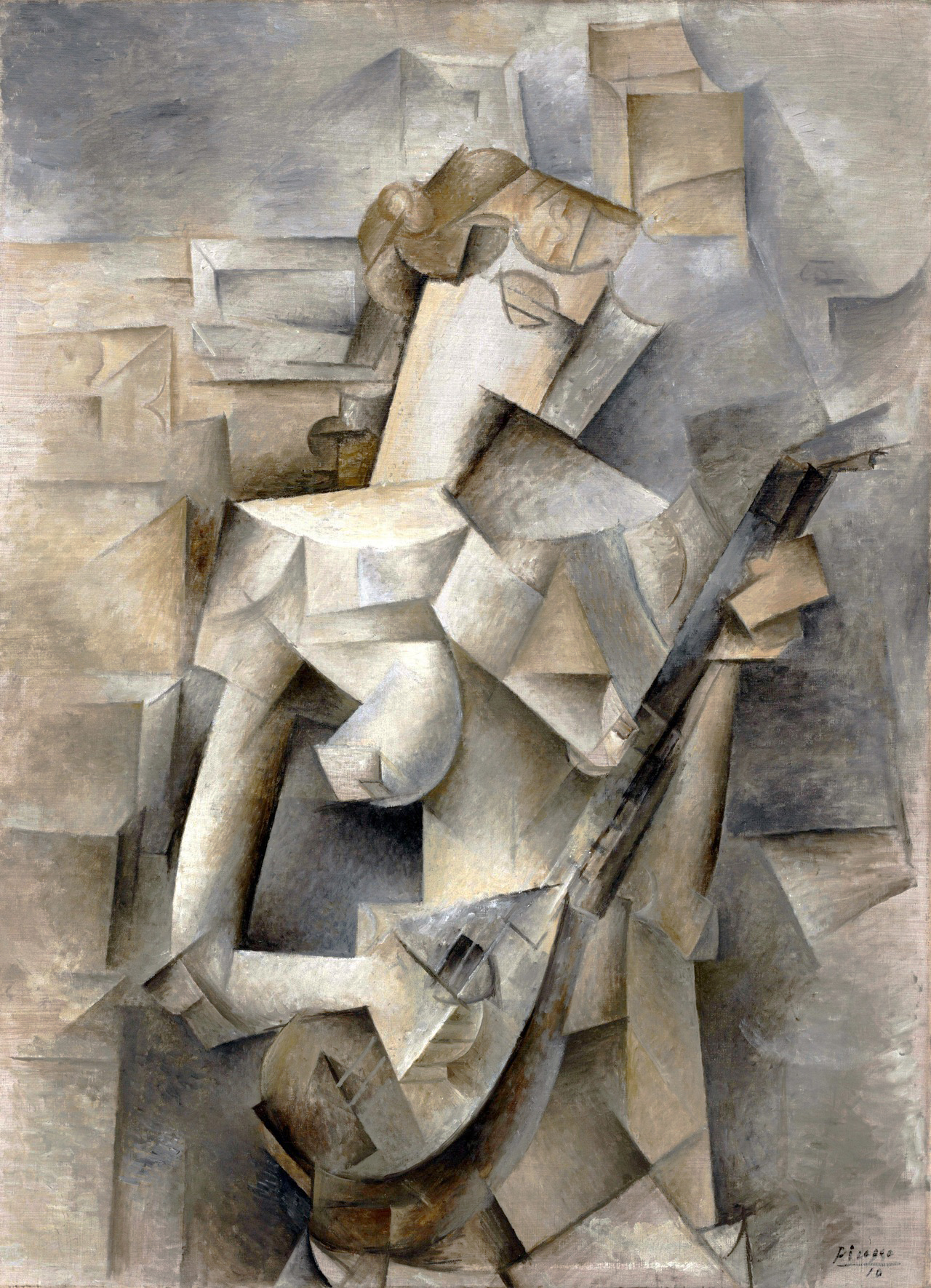 Pablo Picasso%2C 1910%2C Girl With A Mandolin (Fanny Tellier)%2C Oil On Canvas%2C 100.3 X 73.6 Cm%2C Museum Of Modern Art New York. 