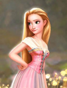 A concept rendering of Rapunzel by Lisa Keene, demonstrating the "luscious golden hair" Keane wanted.