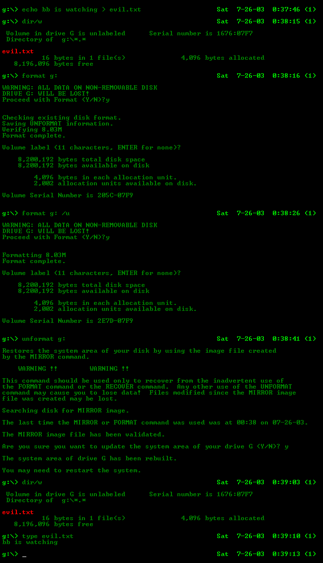 Disk formatting