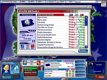 A screenshot from Stardock's 2004 game Political Machine