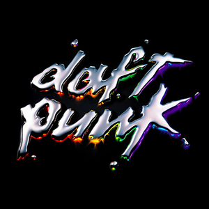 The standard release cover: a black background with liquid metal forming the words "Daft Punk".