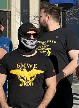 File:Proud Boys wearing shirt with Neo-Nazi slogan 6 Million Wasn't Enough - Dec 2020.jpg